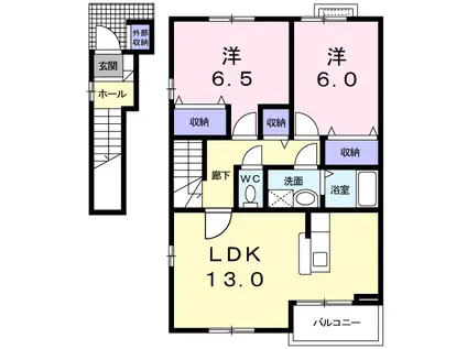 ボム・コリーヌII DK(2LDK/2階)の間取り写真
