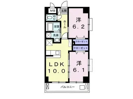 ビッグ ウィング ペガサス(2LDK/3階)の間取り写真