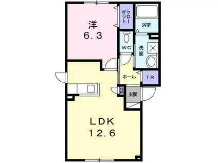 チアトI(1LDK/1階)の間取り写真
