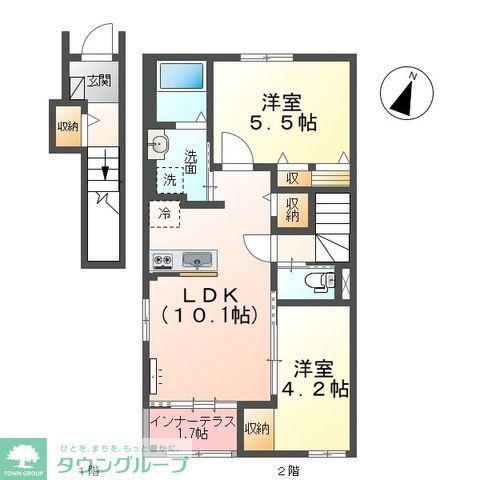 ベル・アンジュ(2LDK/2階)の間取り写真
