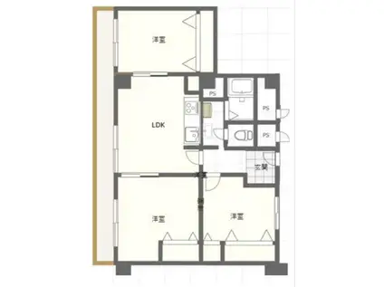 諏訪山スカイハイツ(3LDK/3階)の間取り写真