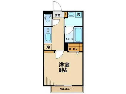 アリッサ武蔵小杉(1K/2階)の間取り写真