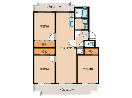ヴィラ・フローラ(3LDK/3階)の間取り写真