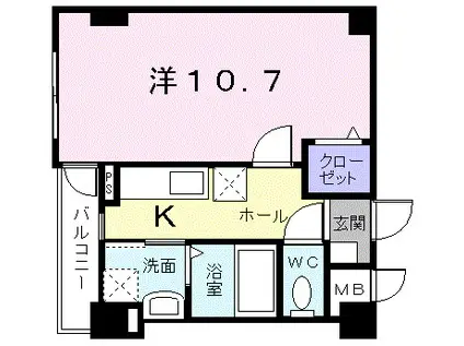 ジオカミーノ(1K/3階)の間取り写真