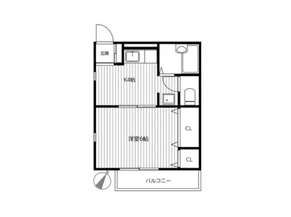 メゾン沢渡(1K/2階)の間取り写真