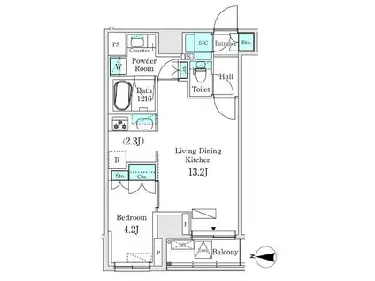 ASMACI MAISON両国I(1LDK/7階)の間取り写真