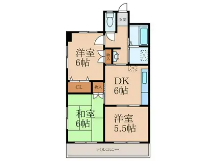 シャトー・ド・ファミーユI(3DK/3階)の間取り写真