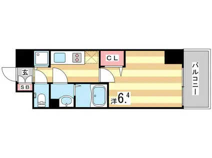 プレサンスみなと元町駅前(1K/2階)の間取り写真