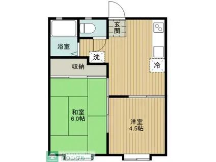 FLATS DAP A棟(2DK/1階)の間取り写真