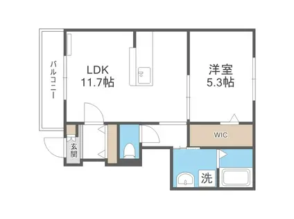カーサ フェリーチェ(1LDK/1階)の間取り写真