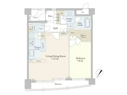 フェアロージュ南平台(1LDK/3階)の間取り写真