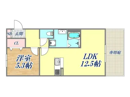 パークサイド千歳N(1LDK/1階)の間取り写真