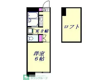 ヴィラ三橋(1K/2階)の間取り写真