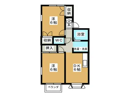 ソレイユ弐番館(2DK/2階)の間取り写真