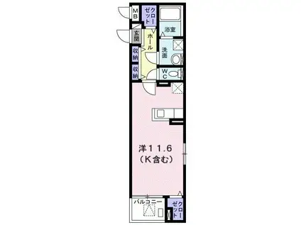 コンフォール 曙(ワンルーム/3階)の間取り写真