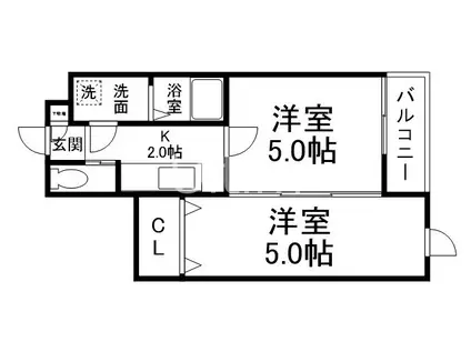 ベレーザ西陣II(2K/1階)の間取り写真