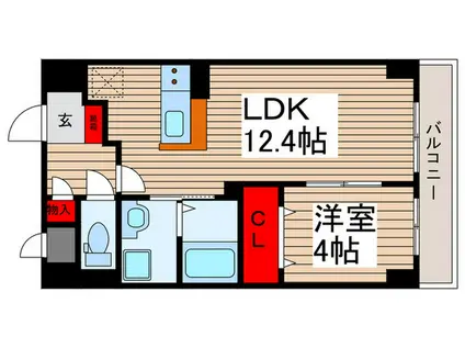 パークスクウェア常盤平(1LDK/1階)の間取り写真