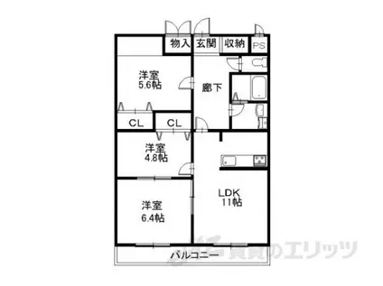 シルクロード(3LDK/4階)の間取り写真