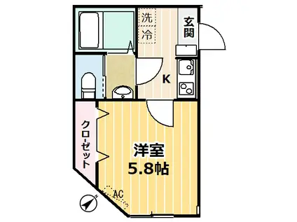 レグレス(1K/1階)の間取り写真