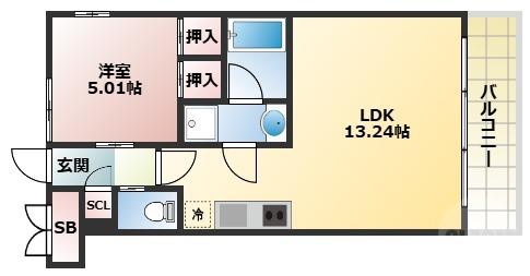 プレジオ東三国(1LDK/3階)の間取り写真