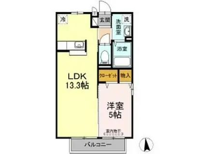 くりーん・らいふ(1LDK/2階)の間取り写真