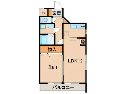 グラン・レーヴIII(1LDK/1階)の間取り写真