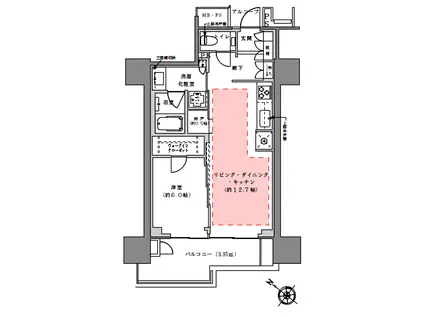 プラウド渋谷本町(1LDK/8階)の間取り写真