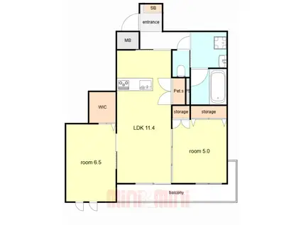 HEBEL MAISON 六甲篠原中町(2LDK/2階)の間取り写真