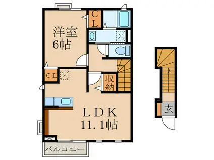 サニー・カーサ―二番館A(1LDK/2階)の間取り写真