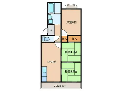 鈴松マンション(3DK/3階)の間取り写真