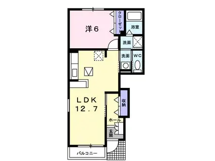 メゾン・リバビュー(1LDK/1階)の間取り写真