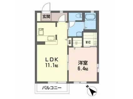 セゾンコートB(1LDK/1階)の間取り写真