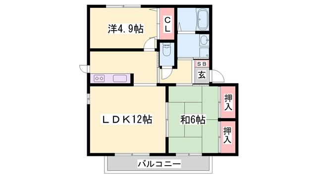 アルカディアコート(2LDK/2階)の間取り写真