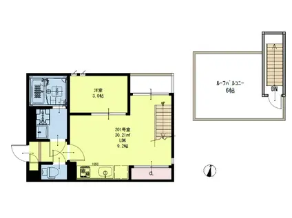 GRANDTIC東照宮(1LDK/2階)の間取り写真