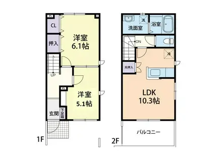 メゾン・ド・ルビナス(2LDK/1階)の間取り写真