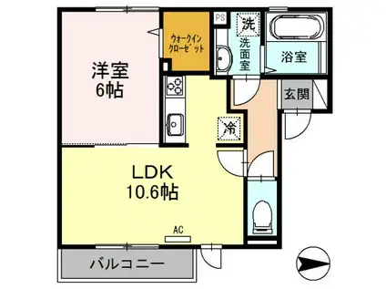 大阪モノレール本線 沢良宜駅 徒歩7分 2階建 築11年(1LDK/2階)の間取り写真