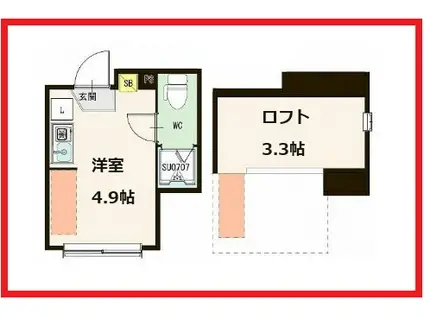 ハーモニーテラス曳舟(ワンルーム/2階)の間取り写真