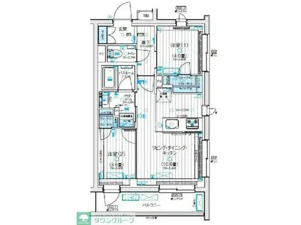 デュオステージ西荻窪II(2LDK/2階)の間取り写真