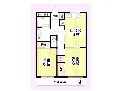 ヒロオパレス(2LDK/3階)の間取り写真