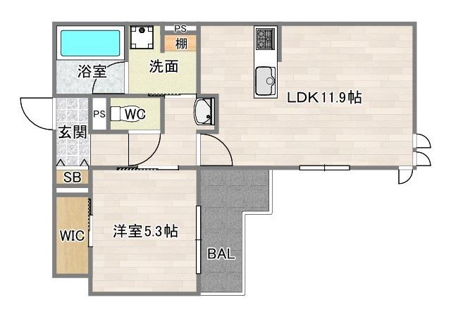 トリシア千躰(1LDK/3階)の間取り写真