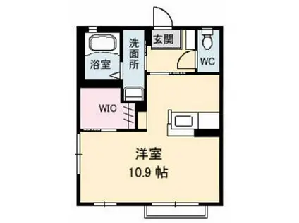 ドゥ・ルミエ一ル(ワンルーム/1階)の間取り写真