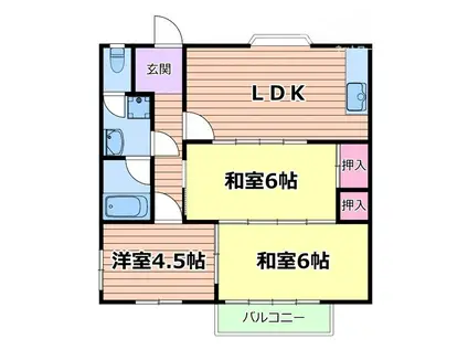 草野ハイツふみ(2LDK/1階)の間取り写真