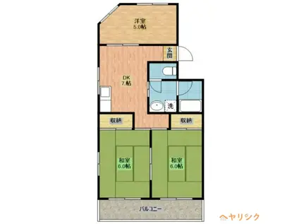 上条マンション(3DK/3階)の間取り写真