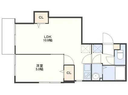 プレジール油木(1LDK/4階)の間取り写真