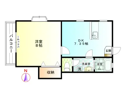 エスポワールオキツ(1DK/1階)の間取り写真