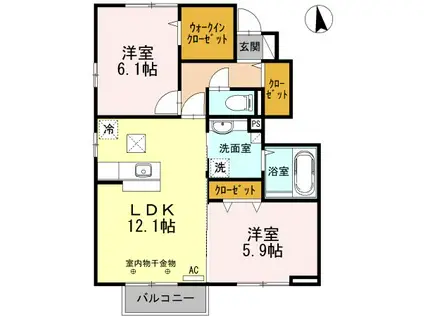 アリスコート・SIMIZU C棟(2LDK/1階)の間取り写真