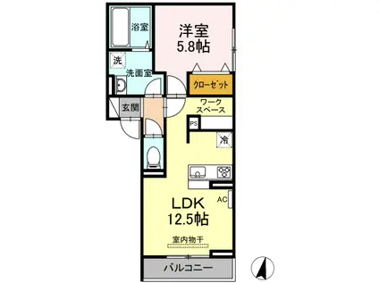 D-RESIDENCE W(1LDK/2階)の間取り写真