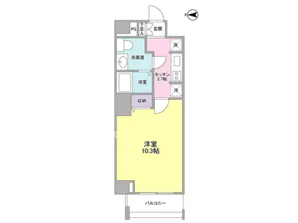 ブルック東上野(1K/4階)の間取り写真