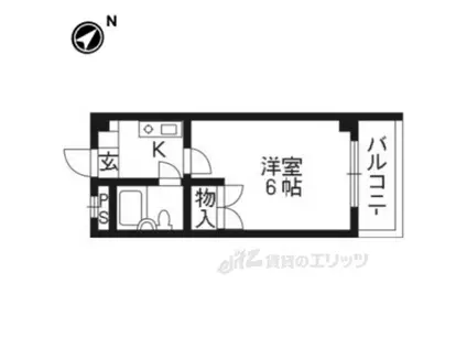 ウエストHILL TAKATSUKA(1K/2階)の間取り写真