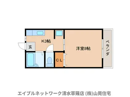 ツインリーブス B(1K/2階)の間取り写真